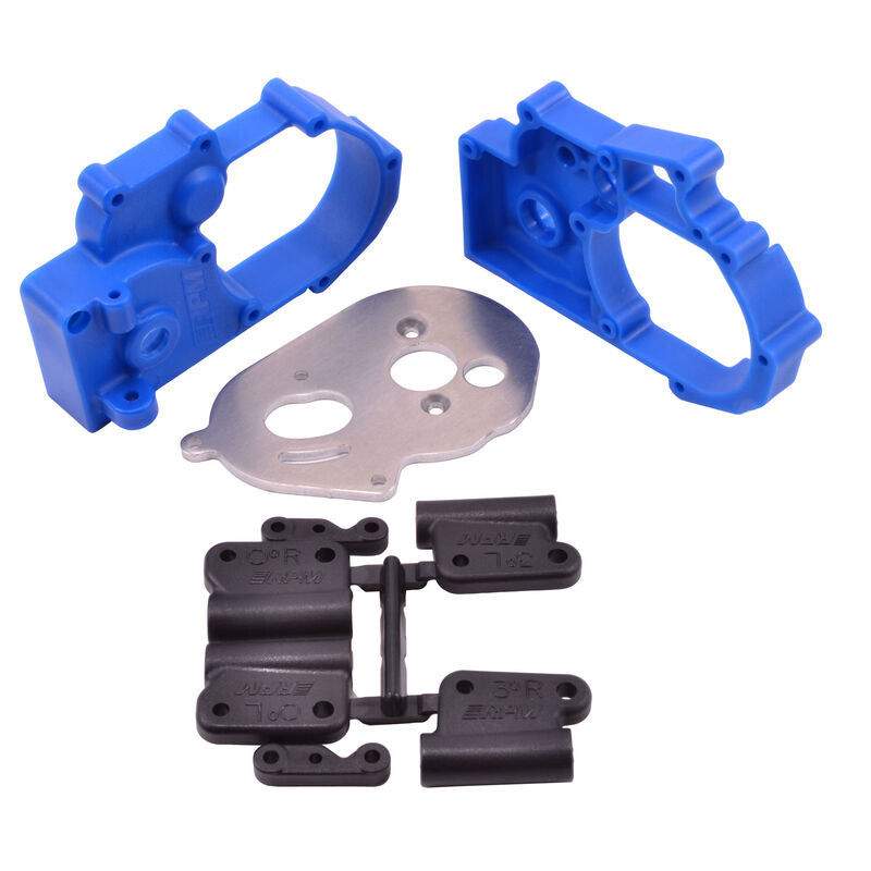 Gearbox Housing & R Mounts,Blue:TRA 2WD Vehicles